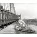 Ebern Designs Roebling Suspension Bridge, Historic Cincinnati - Wrapped Canvas Photograph Print Metal in Black/White | Wayfair