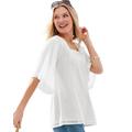 Blair Women's Elbow-Sleeve Gauze Tunic - White - 2XL - Womens