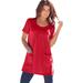 Plus Size Women's Two-Pocket Soft Knit Tunic by Roaman's in Vivid Red (Size M) Long T-Shirt