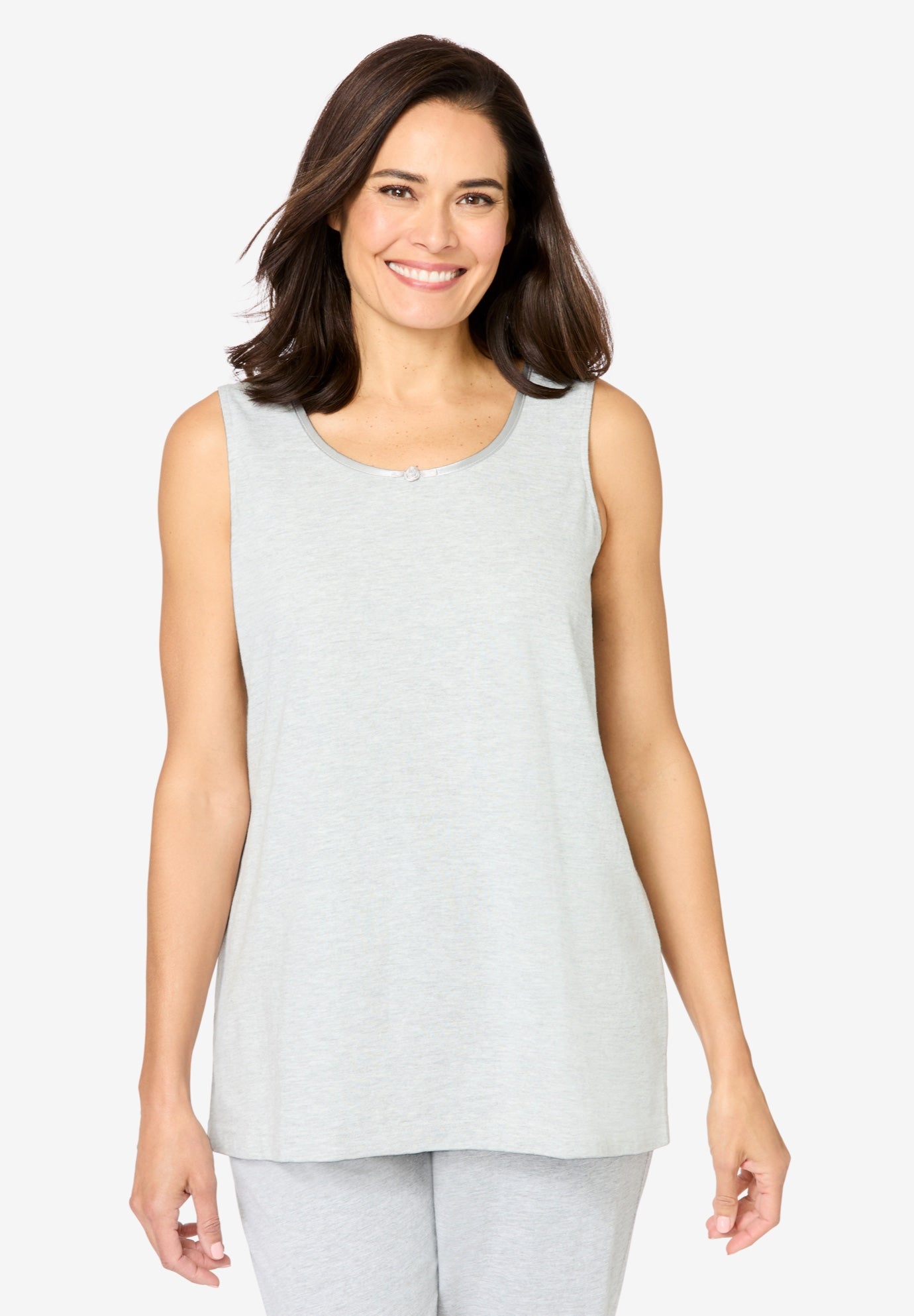 Plus Size Women's Knit Sleep Tank by Dreams & Co. in Heather Grey (Size 5X)
