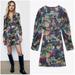 Zara Dresses | Nwt Zara | Floral Print Mini Dress | Color: Green/Purple | Size: S