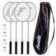 Franklin Sports Unisex, Jugendliche 4 Schläger 4 Federball Set Badminton, Silber