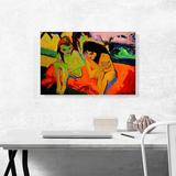 ARTCANVAS Two Girls - Naked Girlstalking 1910 by Ernst Ludwig Kirchner - Wrapped Canvas Print Canvas in Orange/Yellow | Wayfair KIRCHN47-1S-26x18