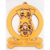 The Holiday Aisle® Wooden Wheaten Terrier Wooden Dog Hanging Figurine Ornament Wood in Brown/Yellow | 4.25 H x 3.25 W x 0.2 D in | Wayfair