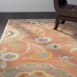 Orange 120 x 0.866 in Area Rug - Birch Lane™ Arden Floral Handmade Tufted Wool Burnt Area Rug Wool | 120 W x 0.866 D in | Wayfair