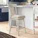 Three Posts™ Fortville Swivel Bar & Counter Stool Wood/Upholstered in White | 42.32 H x 20.1 W x 21.7 D in | Wayfair