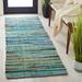 Green 27 x 0.25 in Area Rug - Highland Dunes Fales Abstract Hand-Woven Flatweave Cotton Area Rug Cotton | 27 W x 0.25 D in | Wayfair