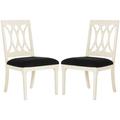One Allium Way® Velvet Slat Back Side Chair in Antique White Wood/Upholstered/Velvet in Black | 38.25 H x 22 W x 24 D in | Wayfair