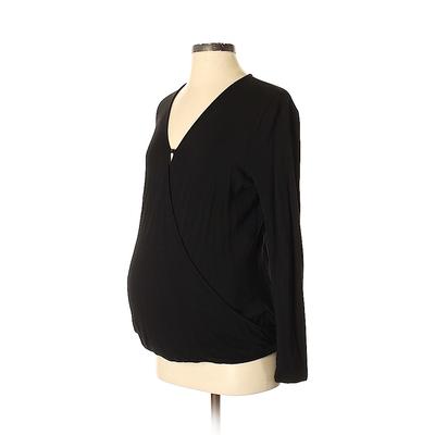 Summer and Sage Maternity Long Sleeve Top Black Solid V Neck Tops - Used - Size Small