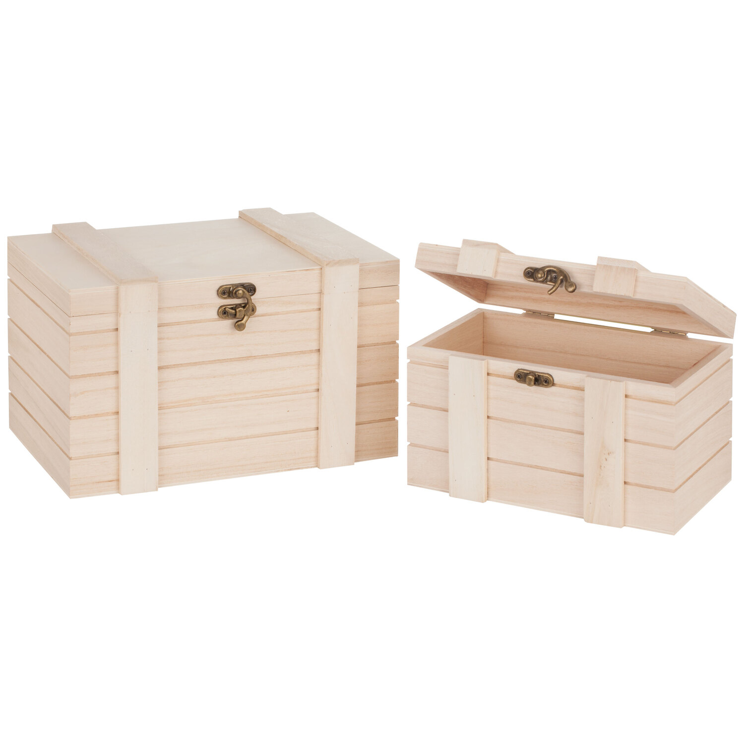 Coffrets en bois, 25 x 16,5 x 16 cm et 20 x 12,5 x 13 cm, 2 pièces