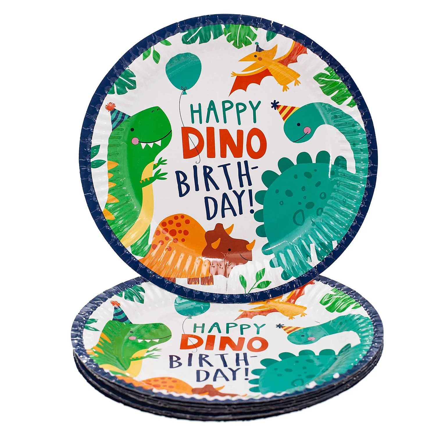 Assiettes en carton "dinosaures", 23 cm Ø, 8 pièces