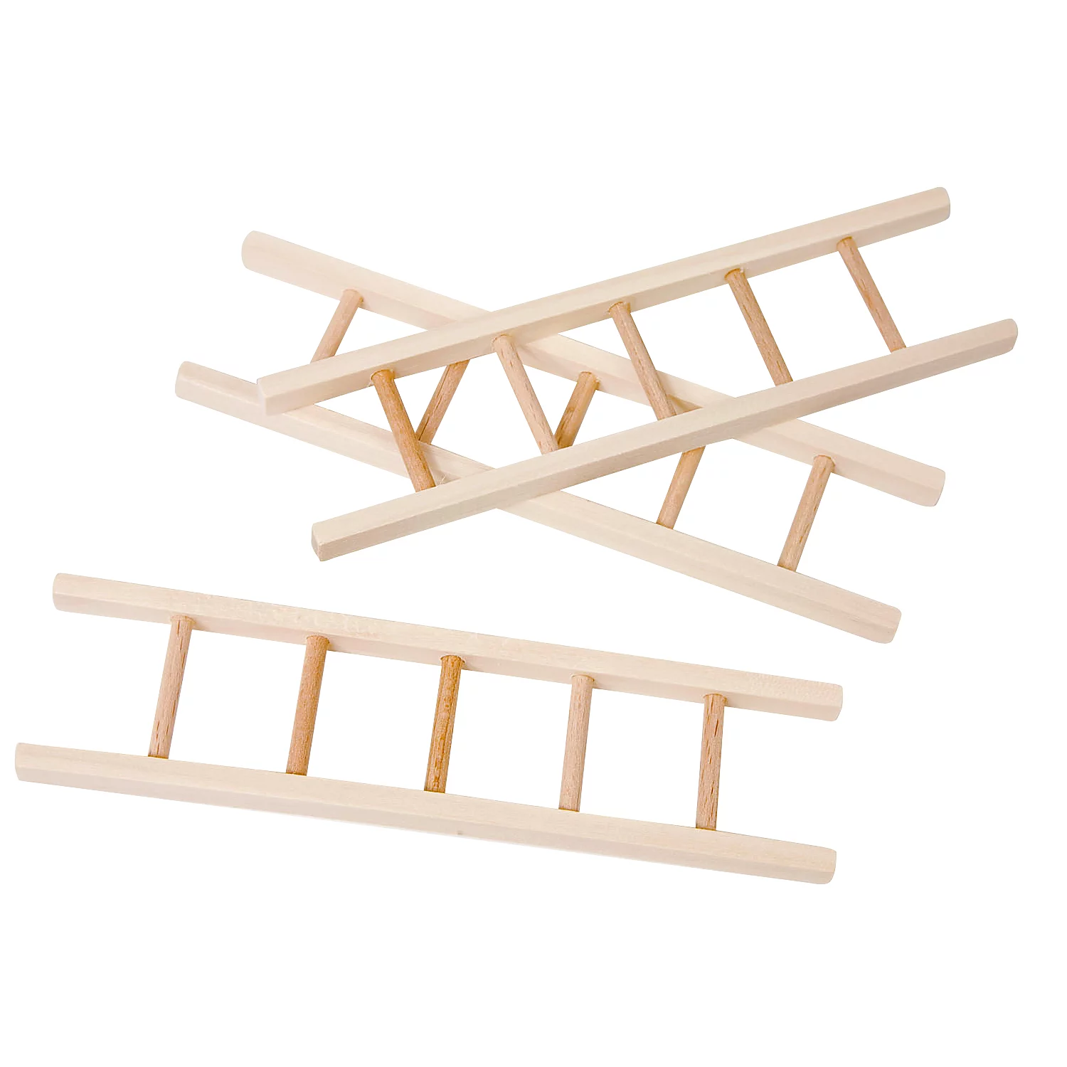 Mini-échelles en bois brut, 15 x 4 cm, 3 pcs.