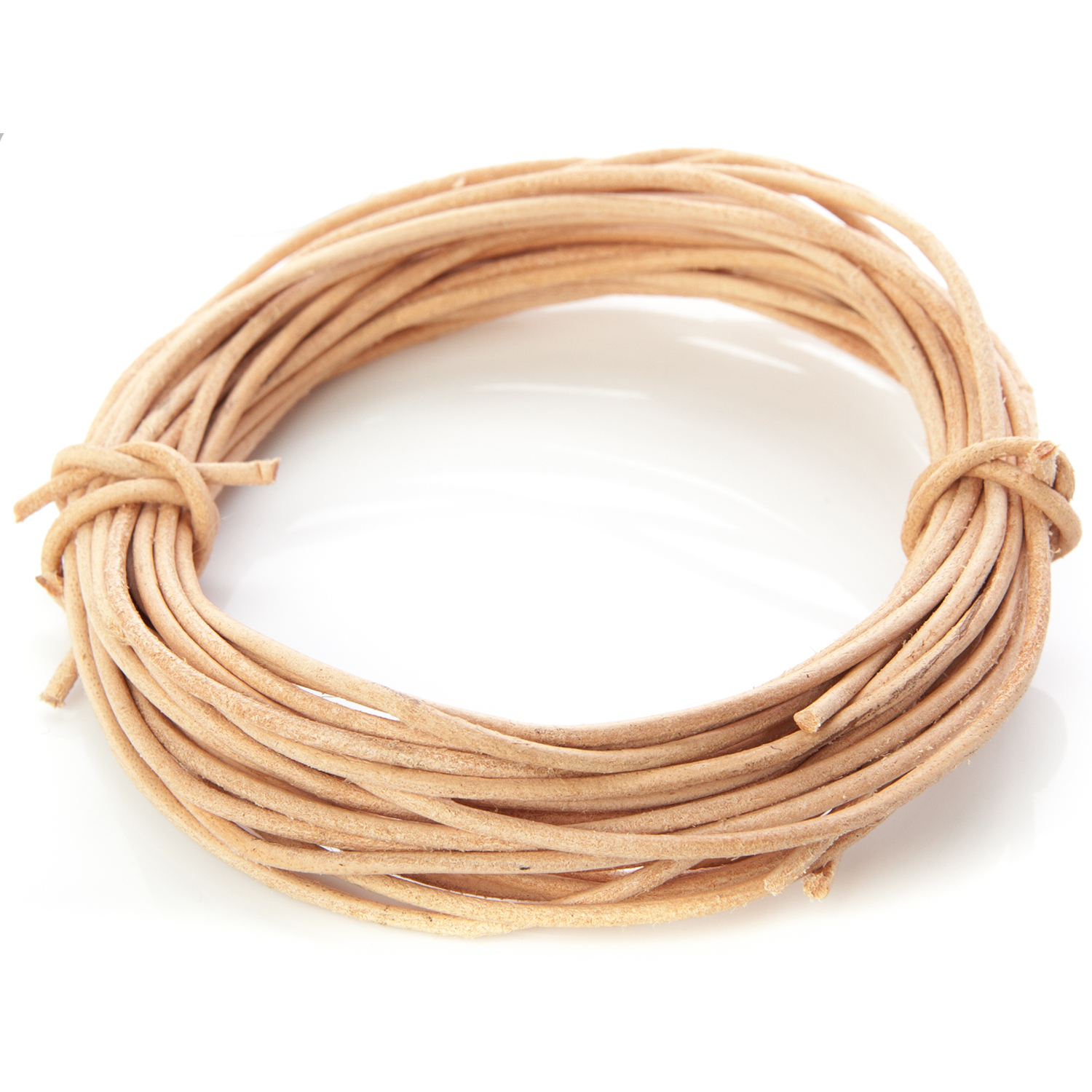 Cordons en cuir, naturel, 2 mm Ø, 5x 2 m