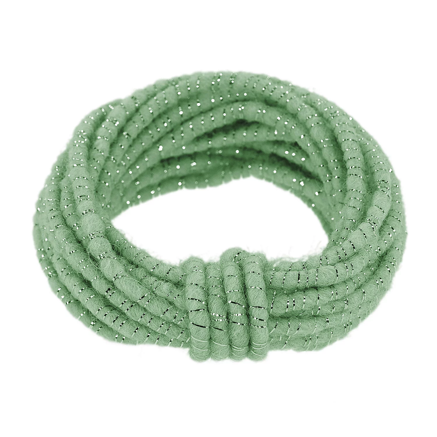 Cordelette en laine "Glimmer" avec fil métallique, menthe/argenté, 5 mm Ø, 5 m
