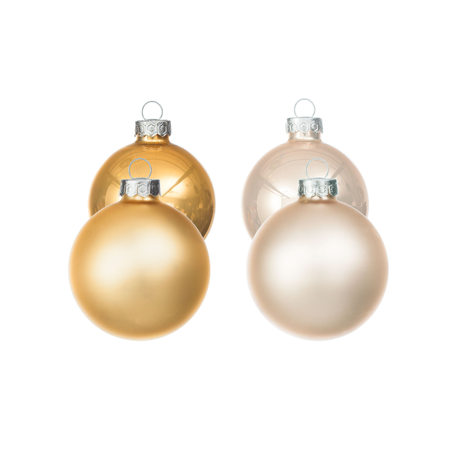 Boules de Noël en verre, doré/crème, 6 cm Ø, 12 pièces