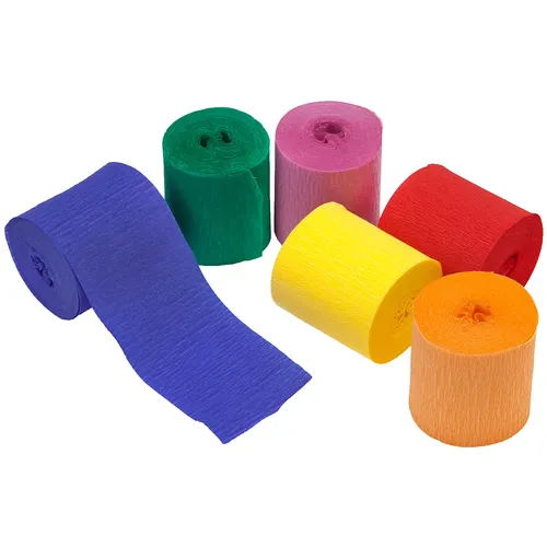 Bandes de papier crépon, couleurs primaires, 5 cm, 6 x 10 m