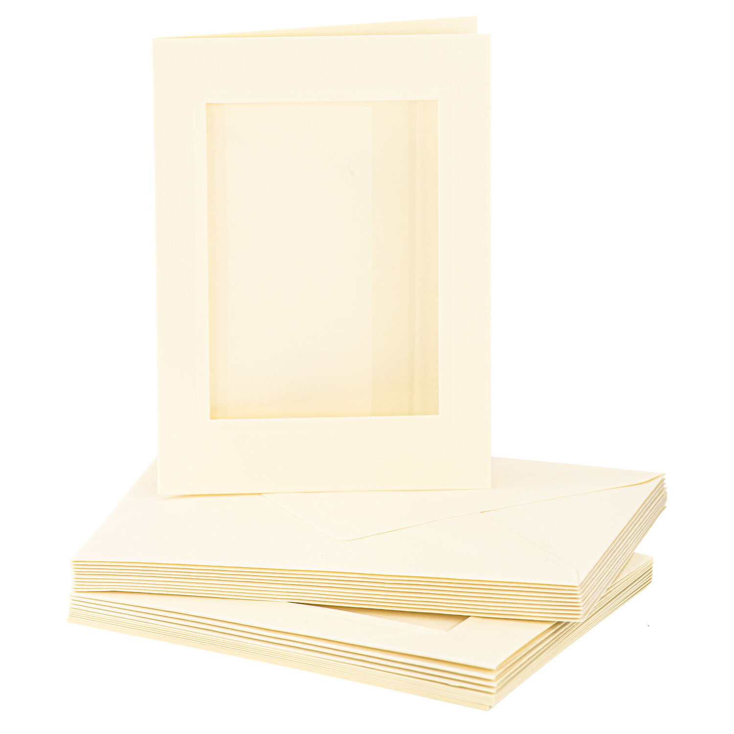 Cartes passe-partout, fenêtre rectangulaire, crème, A6/C6, 10 pièces