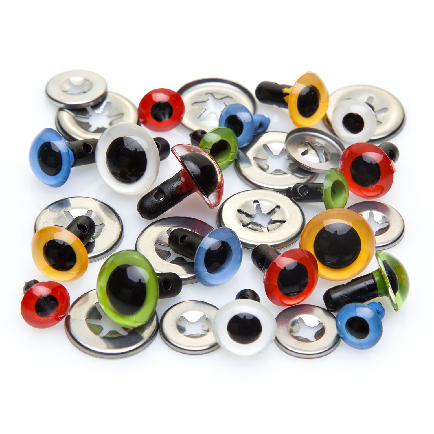 Yeux en plastique, multicolore, 8-12 mm, 30 pièces