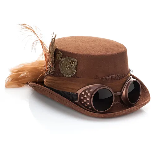Chapeau haut-de-forme ""Steampunk future"", marron
