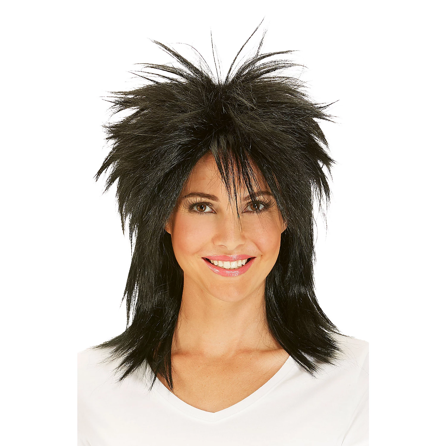 Perruque années 80 ""rockeur"" pour hommes et femmes, noir