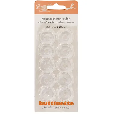 buttinette Canettes pour machine à coudre à boîtier horizontal, 20 mm Ø, hauteur : 10,5 mm, 10 pcs.