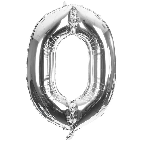 Ballon hélium chiffre ""0"", argent, 86 cm