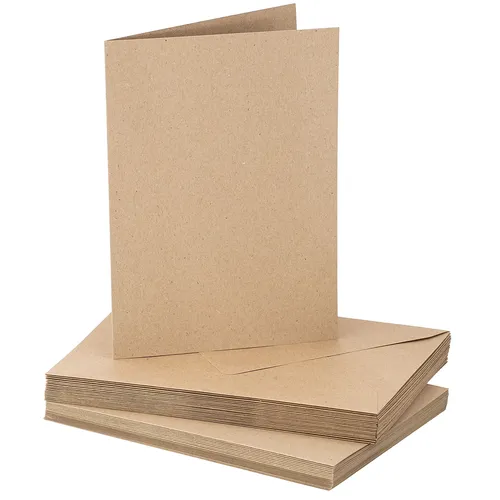 Recycling-Doppelkarten & Hüllen, A5 / C5, braun, je 20 Stück