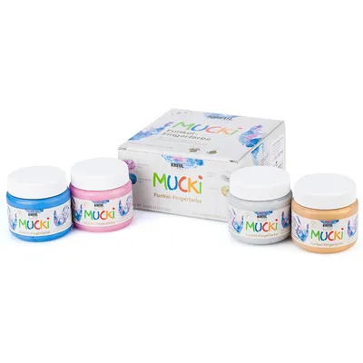 Mucki Funkel-Fingerfarbe, 4x 150ml
