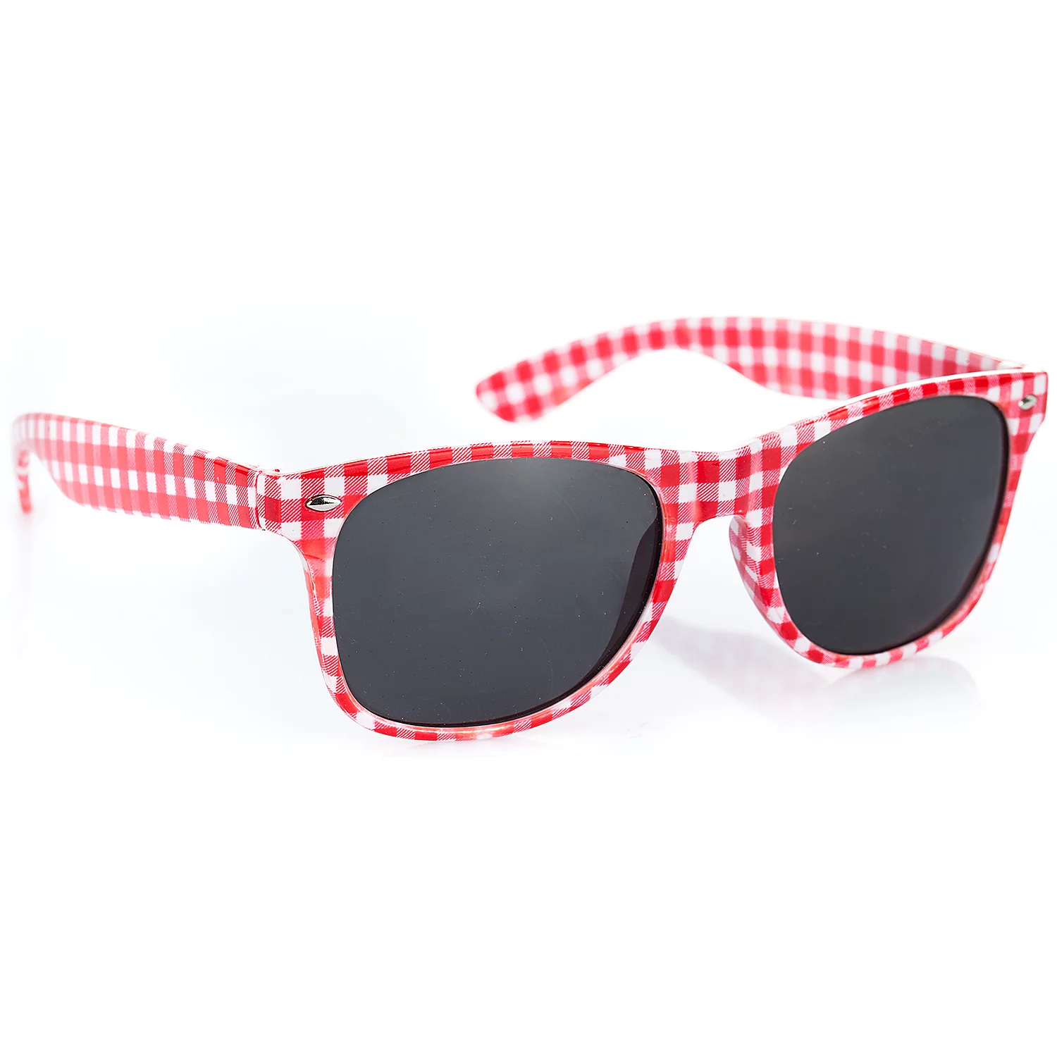 Lunettes de soleil à carreaux, rouge/blanc