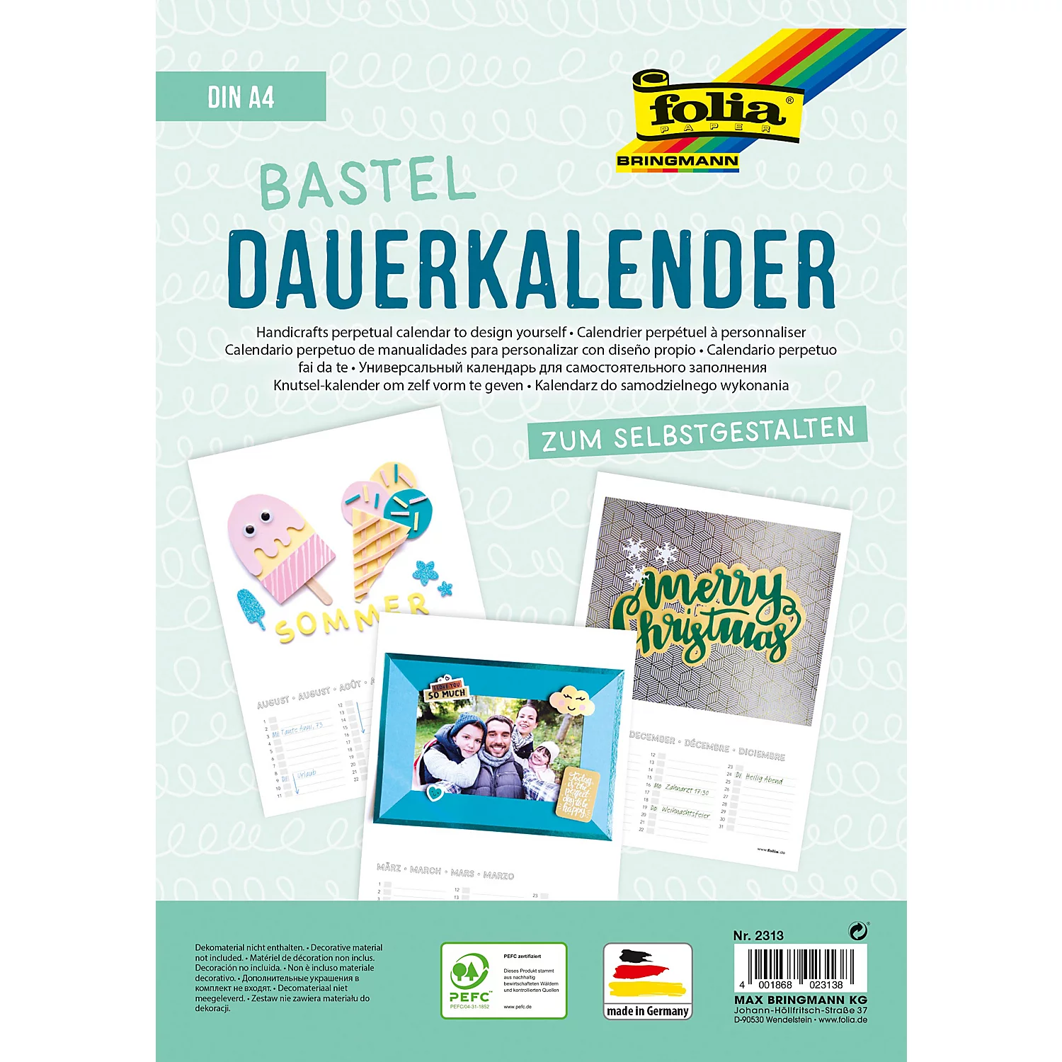 folia Bastel-Dauerkalender, weiß, 21 x 29,7 cm, 1 Stück Image