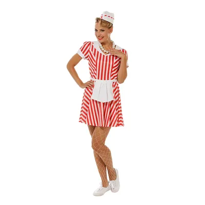 buttinette-Diner Kleid, rot/weiß