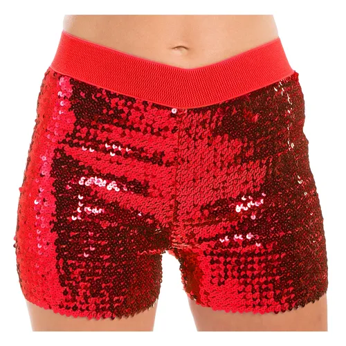 Pailletten-Hotpants, rot