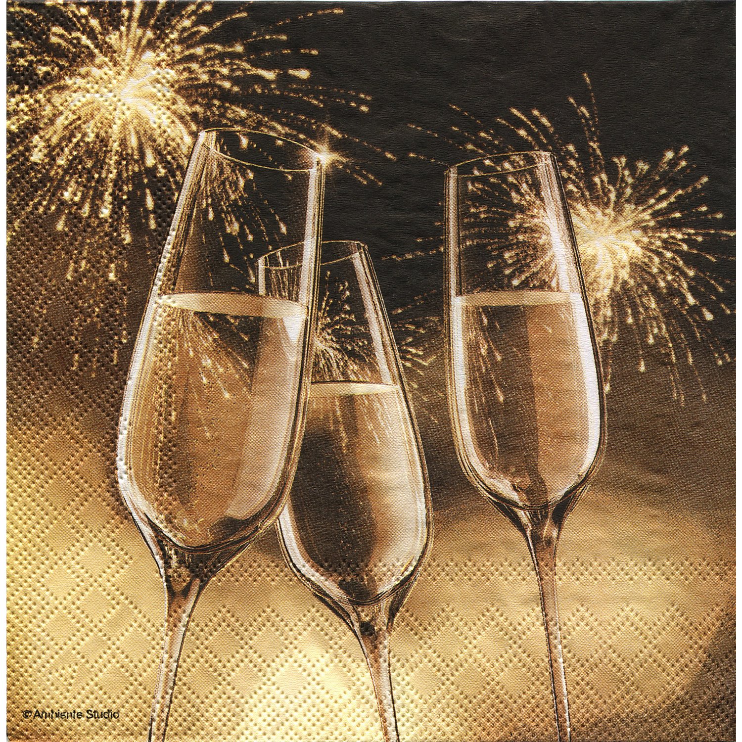 Serviettes en papier "coupes de champagne", 33 x 33 cm, 20 serviettes