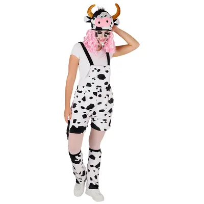 Kuh-Latzhose für Damen, weiß/schwarz Image