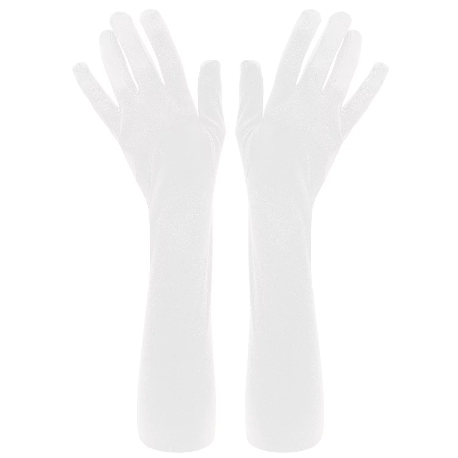 Satin-Handschuhe, weiß, 55 cm Image