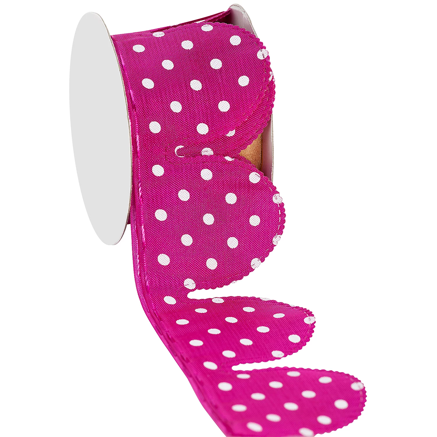 Stoffband Ziehblume Tupfen, fuchsia-weiß, 5 cm, 2,5 m Image