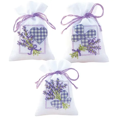 Geschenk- und Kräutersäckchen Lavendelherzen, 3er-Set