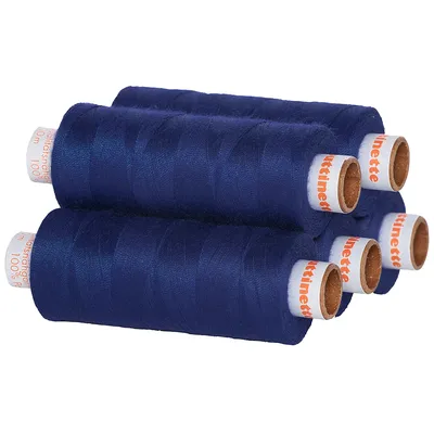 buttinette Universal-Nähgarn, Stärke: 100, 5er-Pack, royal