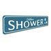 Lizton Sign Shop, Inc Outdoor Shower Beach Aluminum Sign Aluminum in Blue/Gray/White | 6 H x 24 W x 0.06 D in | Wayfair 4948-A624