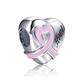 Bolenvi Hope Heart Pink Ribbon Breast Cancer Awareness 925 Sterling Silver Charm Bead for Pandora & Similar Charm Bracelets or Necklaces