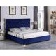Everly Quinn John-Hendry Tufted Platform Bed Upholstered/Velvet in Blue/Black | 56 H x 70 W x 87 D in | Wayfair CA4A1421B0C04E908CCD9AA487AA2927