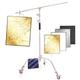 Photo Studio C Stand Kit with Reflector, 300cm Spring Cushioned Lighting Stand with 60x75cm 4-in-1 Photography Light Reflector and Caster Wheels, for Fashion Portrait Still Life Shot YouTube Film