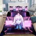 Xinchangda Darling In The FRANXX 3-Piece Bedding Sets - Zero Two Blanket Anime Single/Double/King Comforter Set with Pillow Sham and Duvet Cover Bedding,with 1 Quilt Cover 2 Pillow Shams