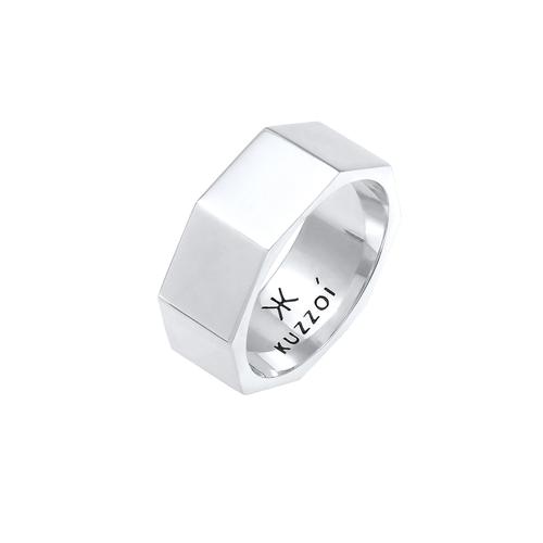 KUZZOI - Herren Bandring Achteck Hexagon 925 Silber Herrenschmuck 1 ct