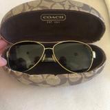 Coach Accessories | Coach Sunglasses With Case And Cleaning Wipe | Color: Brown/Gold | Size: Os