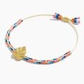 Madewell Jewelry | Madewell Glass Bead Slider Gold Palm Leaf Bracelet | Color: Blue/Gold | Size: Os