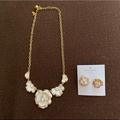 Kate Spade Jewelry | Ks Floral Bling White/Gold Necklace & Earrings | Color: White | Size: Os