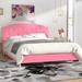 House of Hampton® Deyo Tufted Low Profile Platform Bed Upholstered/Faux leather in Pink | 39.63 H x 62.75 W x 86.25 D in | Wayfair