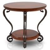 Lark Manor™ Craine End Table w/ Storage Wood in Brown/Gray/Red | 26.25 H x 28 W x 28 D in | Wayfair DRBC8616 33613358