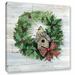 The Holiday Aisle® Holiday Wreath on Wood Graphic Art on Wrapped Canvas in Brown/Green/Red | 14 H x 14 W x 2 D in | Wayfair